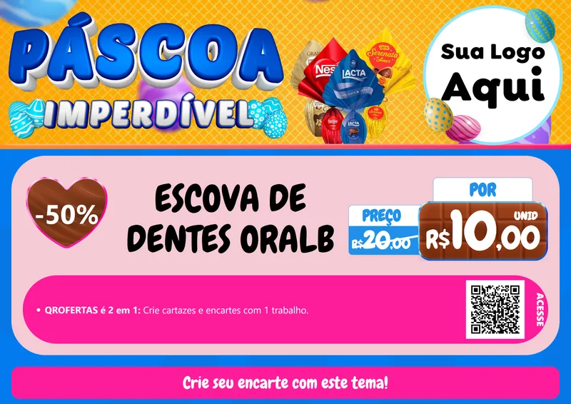 Modelo de Cartaz para Cartaz A4 Horizontal com o tema Páscoa Imperdível para Higiene Pessoal