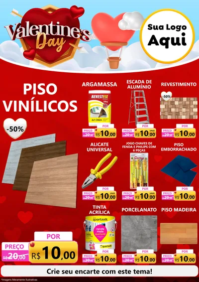 Modelo de Encarte para Encarte A4 Vertical com o tema Valentine's Day para Material para Construção