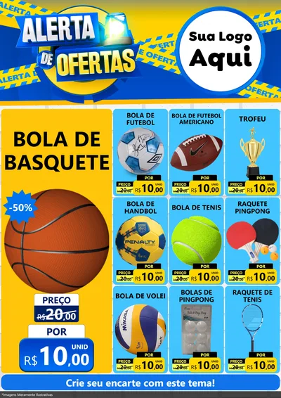 Modelo de Encarte para Encarte A4 Vertical com o tema Alerta de Ofertas para Artigos Esportivos