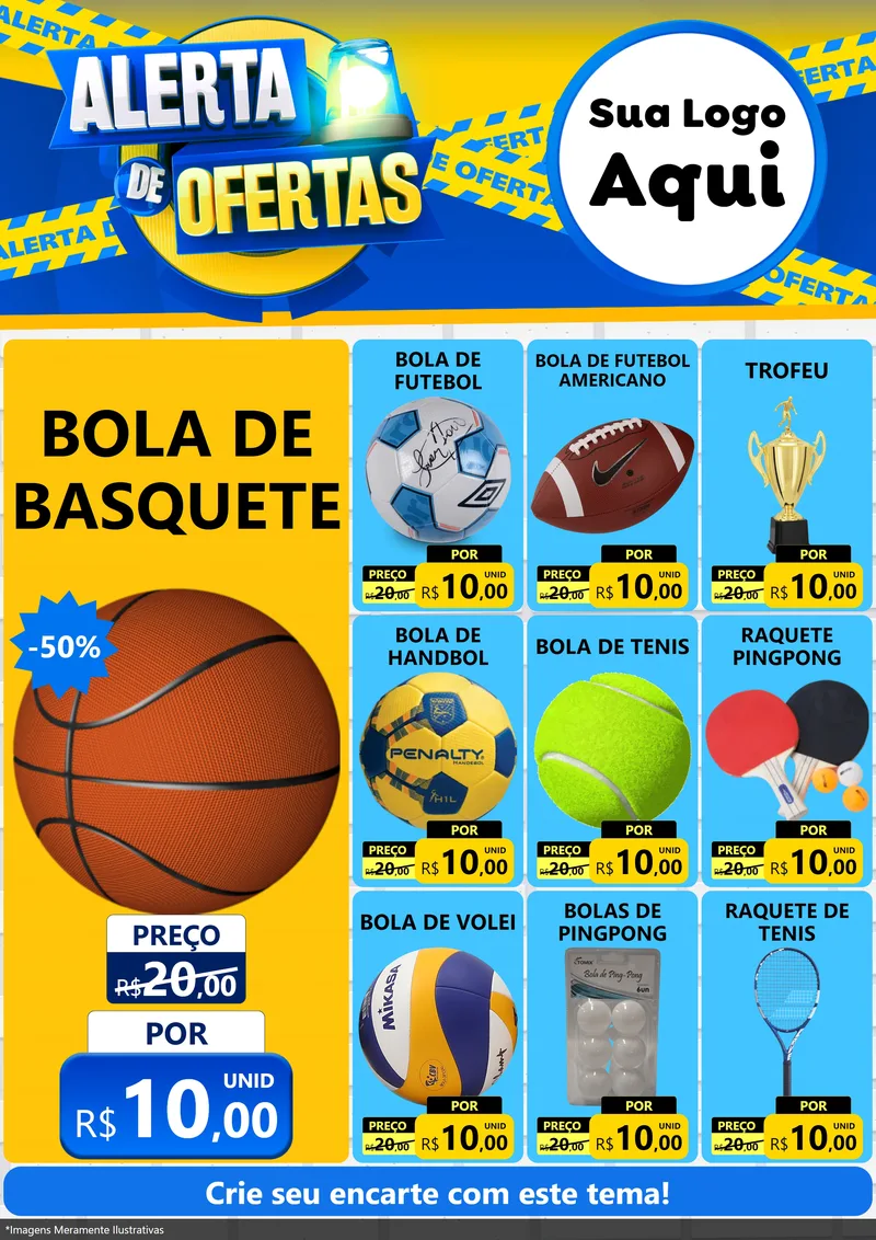 Modelo de Encarte para Encarte A4 Vertical com o tema Alerta de Ofertas para Artigos Esportivos