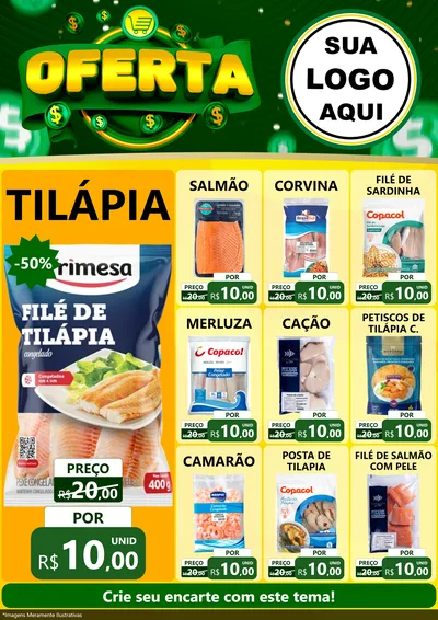 Modelo de Encarte para Encarte A4 Vertical com o tema Oferta para Peixaria