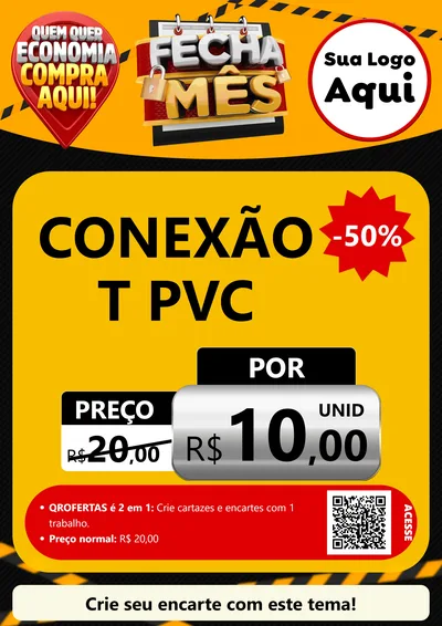 Modelo de Cartaz para Cartaz A4 Vertical com o tema Fecha Mês para Tubos e conexões