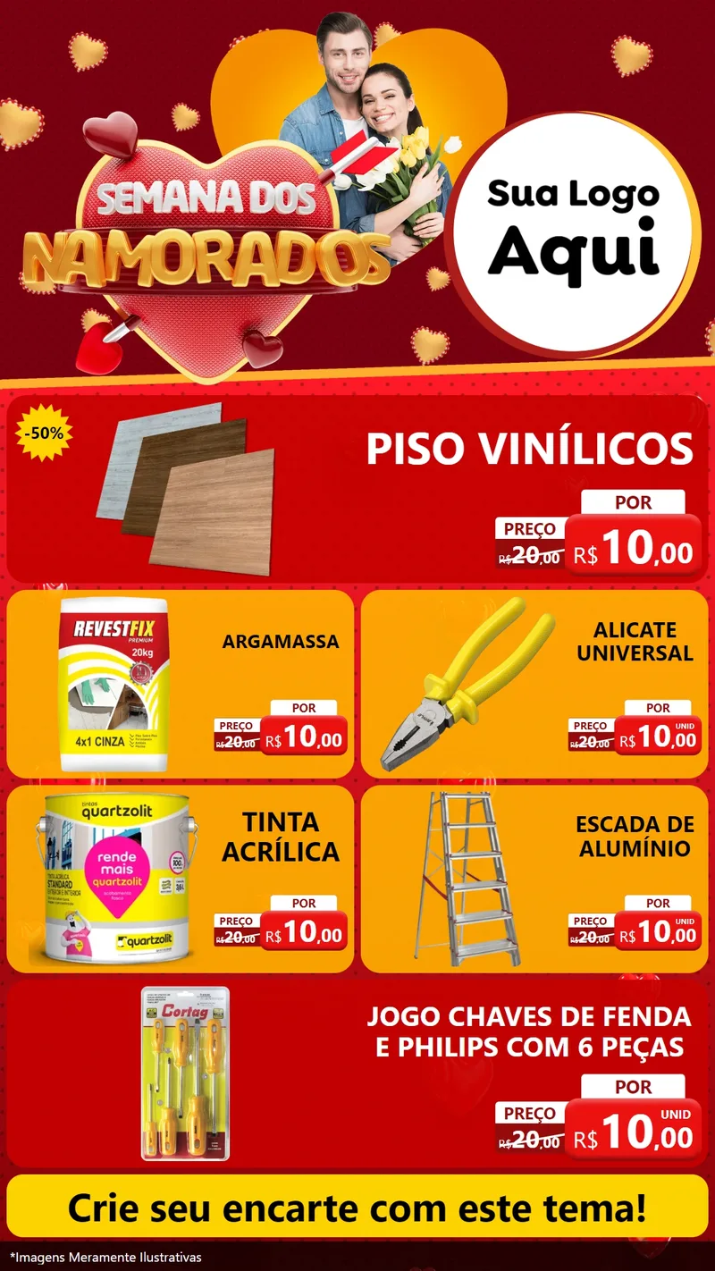 Modelo de TV para TV Vertical com o tema Semana dos Namorados para Material para Construção