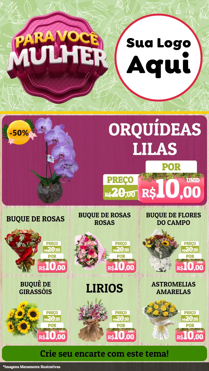 Modelo de Rede Social para Stories com o tema Para Você Mulher para Floricultura e jardim