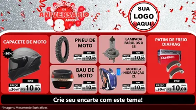 Modelo de TV para TV Horizontal com o tema Promoção de Aniversário - 8 Anos para Moto peças