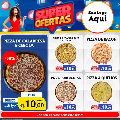 Modelo de Rede Social para Feed Facebook com o tema Super Ofertas para Pizzaria