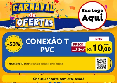 Modelo de Cartaz para Cartaz A4 Horizontal com o tema Carnaval de Ofertas para Tubos e conexões