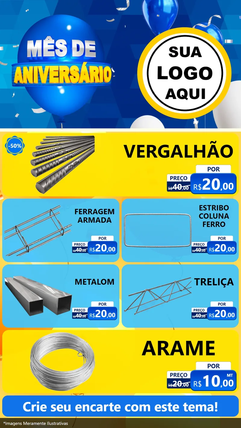Modelo de TV para TV Vertical com o tema Mês de Aniversário para Ferragens