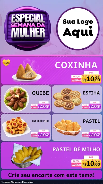 Modelo de TV para TV Vertical com o tema Especial Semana da Mulher para Salgadaria