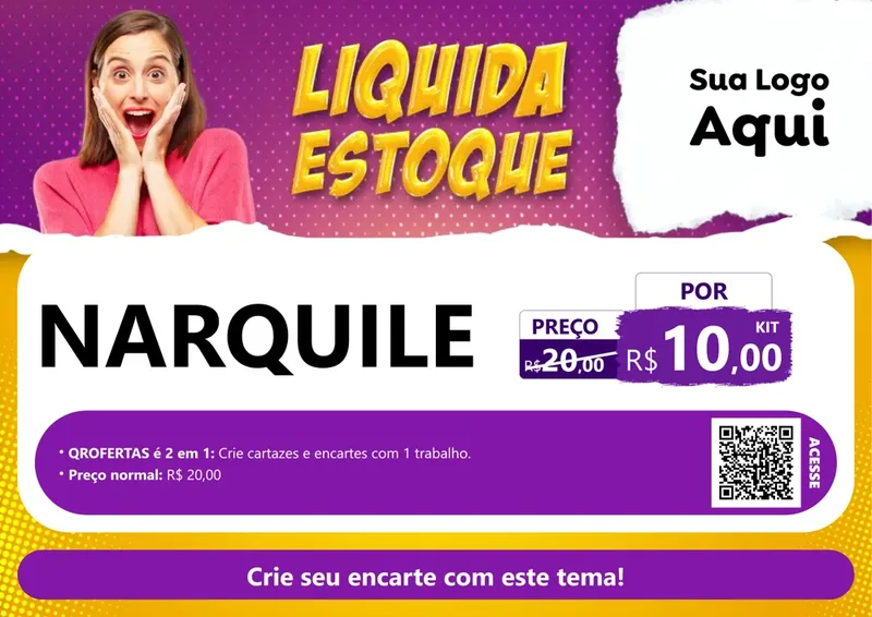 Modelo de Cartaz para Cartaz A4 Horizontal com o tema Liquida estoque para Tabacaria