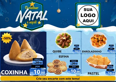 Modelo de Encarte para Encarte A4 Horizontal com o tema O Melhor Natal É Aqui! para Salgadaria