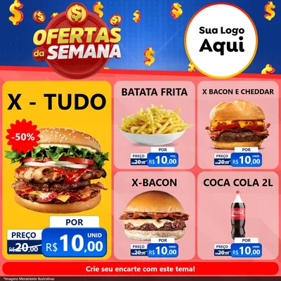 Modelo de Rede Social para Feed Facebook com o tema Ofertas Da Semana para Hamburgueria