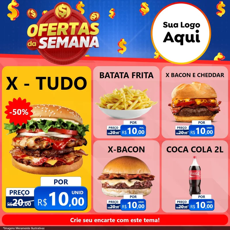 Modelo de Rede Social para Feed Facebook com o tema Ofertas Da Semana para Hamburgueria