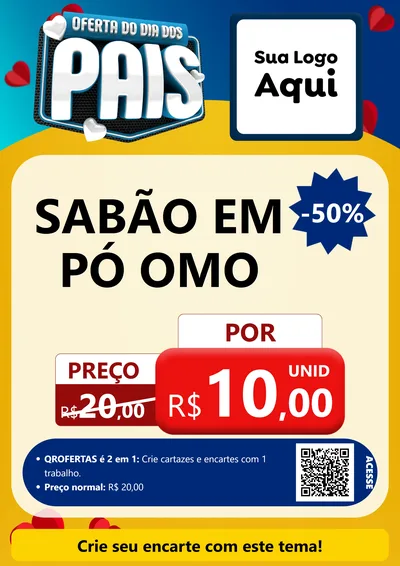 Modelo de Cartaz para Cartaz A4 Vertical com o tema Oferta Do Dia Dos Pais para Produtos de Limpeza
