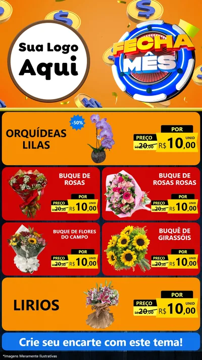 Modelo de TV para TV Vertical com o tema Fecha Mês para Floricultura e jardim