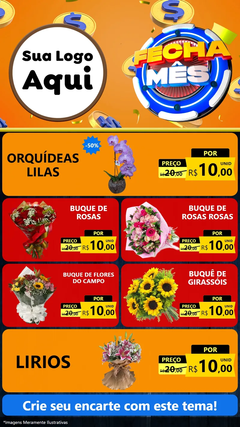 Modelo de TV para TV Vertical com o tema Fecha Mês para Floricultura e jardim