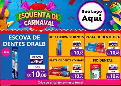 Modelo de Encarte para Encarte A4 Horizontal com o tema Esquenta de Carnaval para Higiene Pessoal