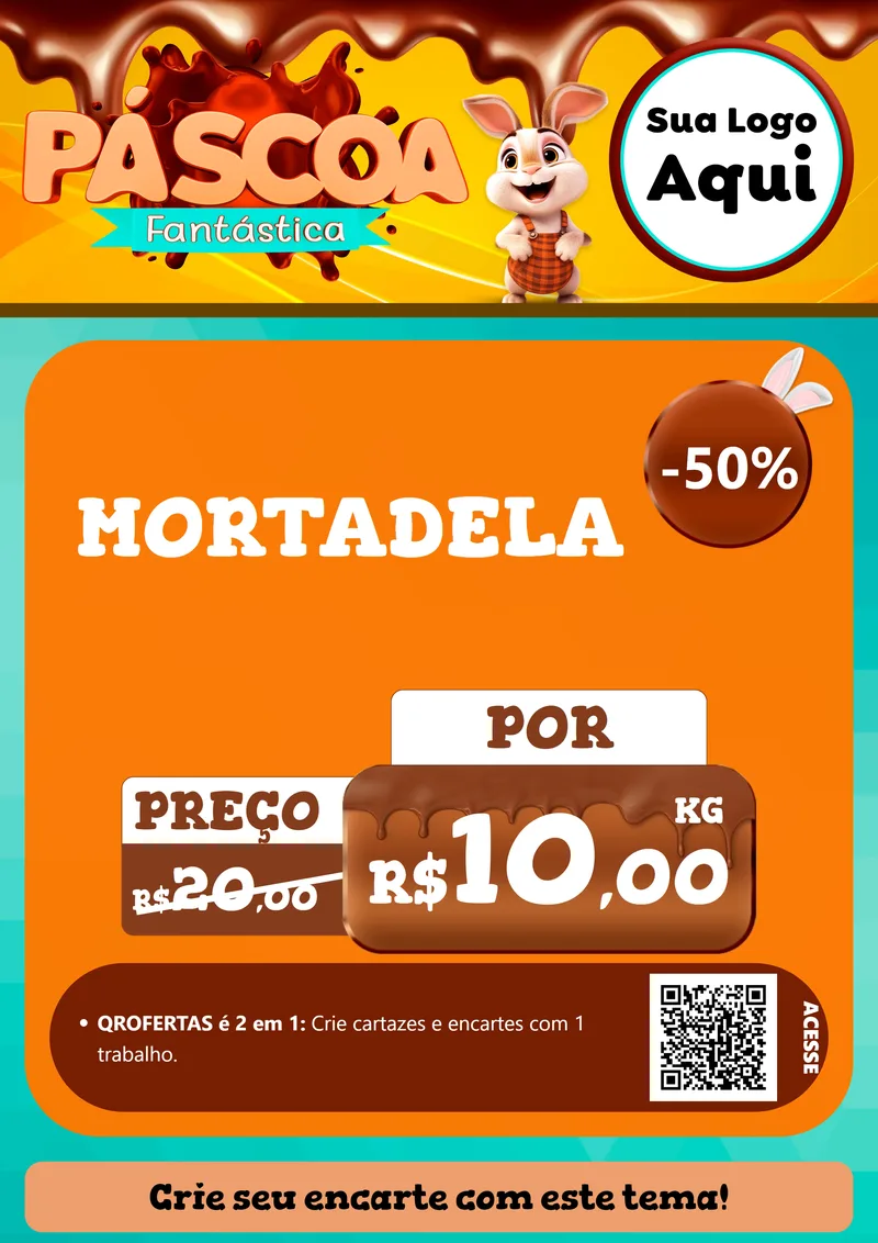 Modelo de Cartaz para Cartaz A4 Vertical com o tema Páscoa Fantástica para Frios e Laticínios
