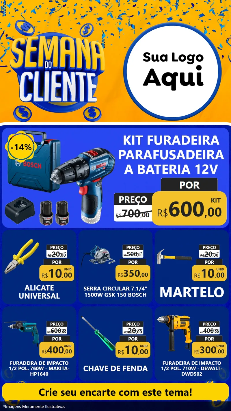 Modelo de Rede Social para Stories com o tema Semana do Cliente para Maquinas e Ferramentas