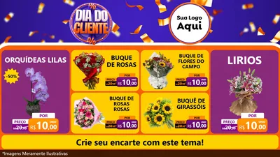 Modelo de TV para TV Horizontal com o tema Dia do Cliente para Floricultura e jardim