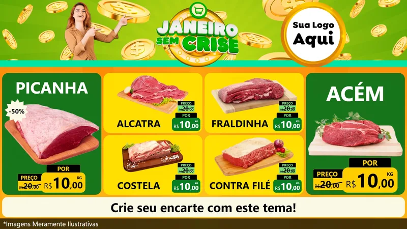 Modelo de TV para TV Horizontal com o tema Janeiro Sem Crise para Açougue