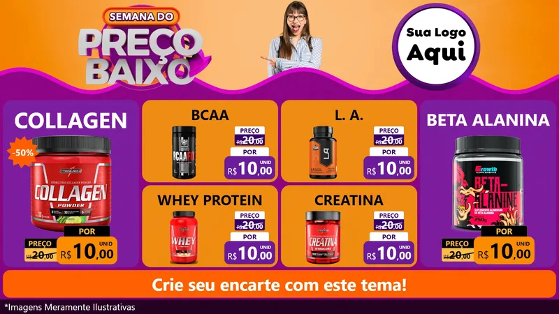 Modelo de TV para TV Horizontal com o tema Semana do Preço Baixo para Suplementos alimentares