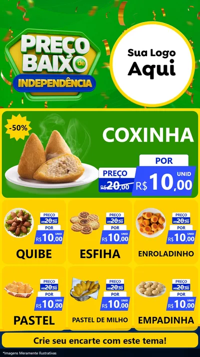 Modelo de Rede Social para Stories com o tema Preço Baixo de Independência para Salgadaria