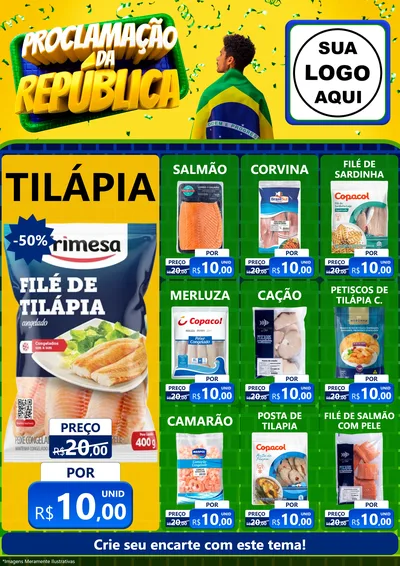 Modelo de Encarte para Encarte A4 Vertical com o tema Proclamação da República para Peixaria
