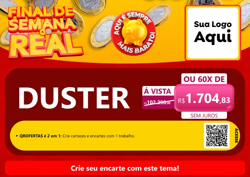 Modelo de Cartaz para Cartaz A4 Horizontal com o tema Final de Semana do Real para Concessionaria de Carros