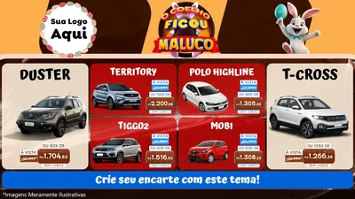 Modelo de TV para TV Horizontal com o tema O Coelho Ficou Maluco - Páscoa para Concessionaria de Carros