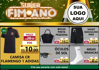 Modelo de Encarte para Encarte A4 Horizontal com o tema Super Fim de Ano para Roupas e acessórios