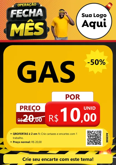 Modelo de Cartaz para Cartaz A4 Vertical com o tema Operação Fecha Mês para Água e gás