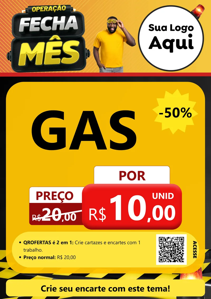 Modelo de Cartaz para Cartaz A4 Vertical com o tema Operação Fecha Mês para Água e gás