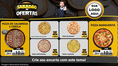 Modelo de TV para TV Horizontal com o tema Sabadão de Ofertas para Pizzaria