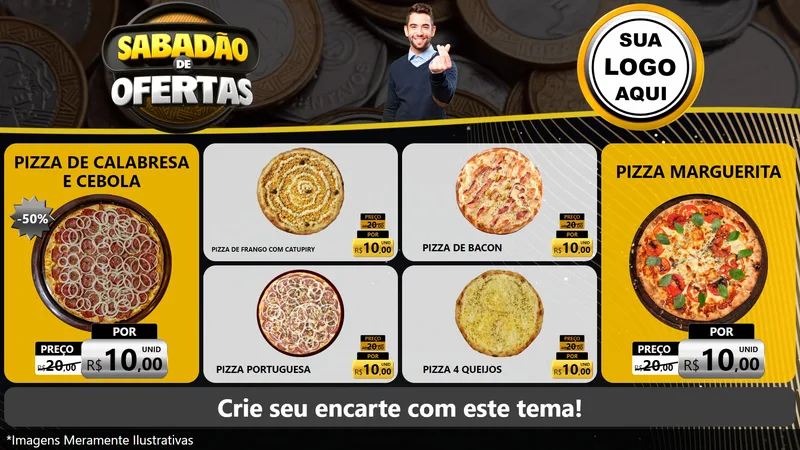Modelo de TV para TV Horizontal com o tema Sabadão de Ofertas para Pizzaria
