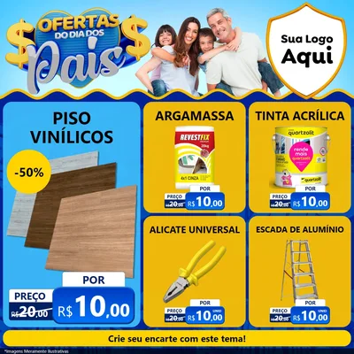 Modelo de Rede Social para Feed Facebook com o tema Ofertas do Dia dos Pais para Material para Construção
