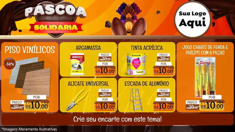 Modelo de TV para TV Horizontal com o tema Páscoa Solidária para Material para Construção