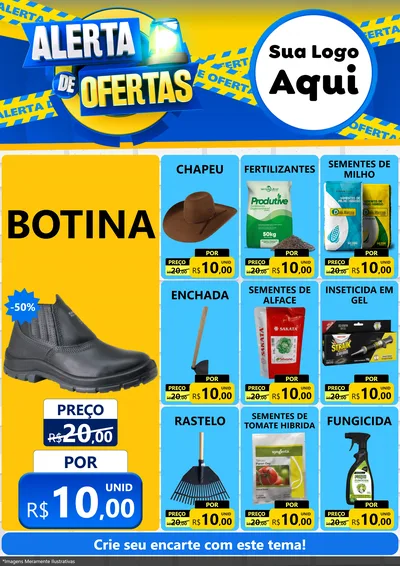 Modelo de Encarte para Encarte A4 Vertical com o tema Alerta de Ofertas para Agropecuária