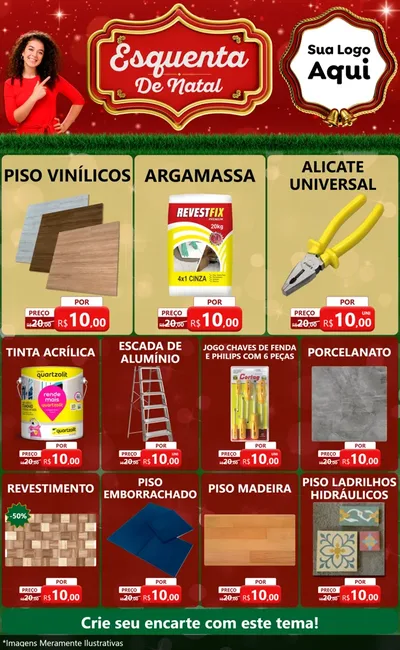Modelo de Encarte para Encarte Grande com o tema Esquenta de Natal para Material para Construção