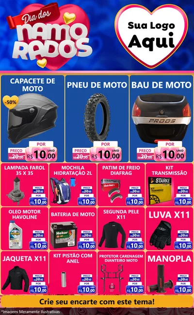Modelo de Encarte para Encarte Grande com o tema Dia dos namorados para Moto peças