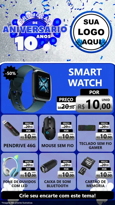 Modelo de Rede Social para Stories com o tema Promoção de Aniversário - 10 Anos para Informática