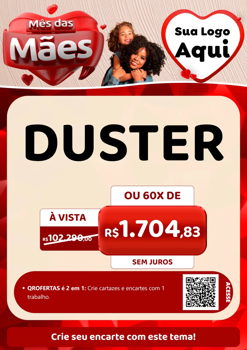 Modelo de Cartaz para Cartaz A4 Vertical com o tema Mês das Mães para Concessionaria de Carros