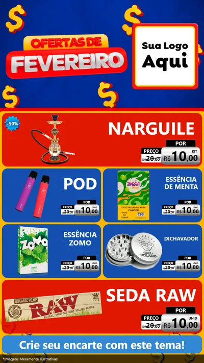 Modelo de TV para TV Vertical com o tema Ofertas de Fevereiro para Tabacaria