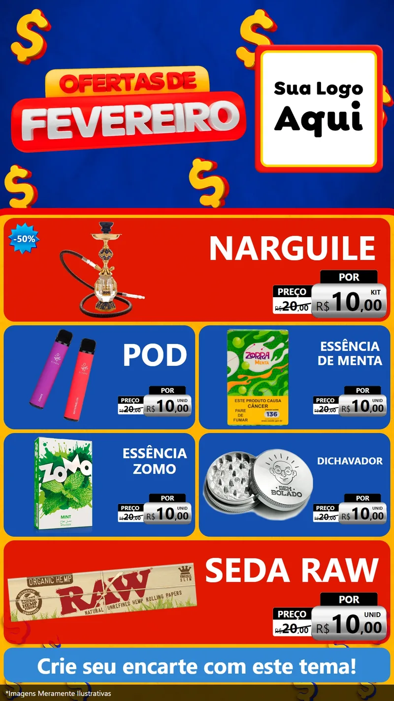 Modelo de TV para TV Vertical com o tema Ofertas de Fevereiro para Tabacaria
