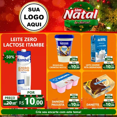 Modelo de Rede Social para Feed Facebook com o tema Um Natal de Ofertas para Frios e Laticínios