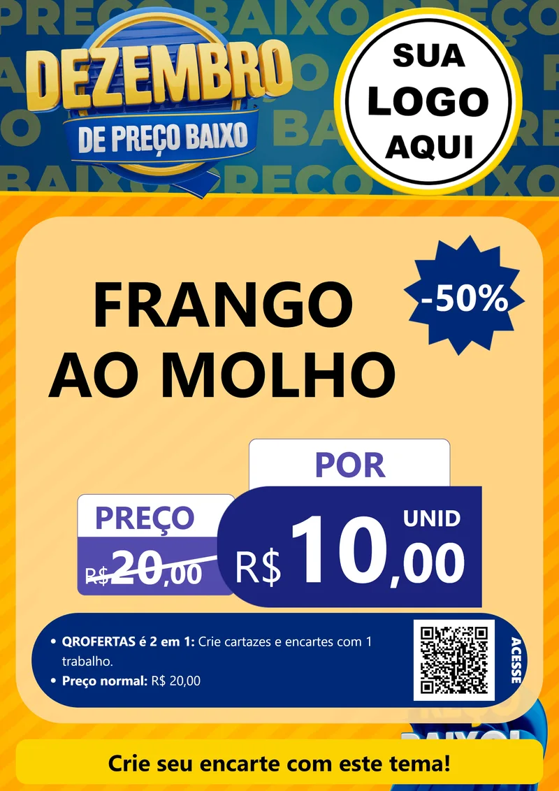 Modelo de Cartaz para Cartaz A4 Vertical com o tema Dezembro de Preço Baixo para Restaurante