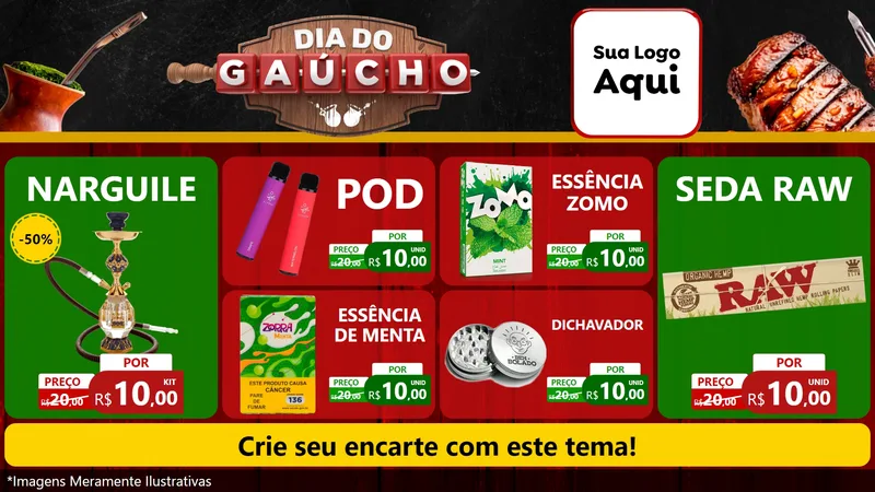 Modelo de TV para TV Horizontal com o tema Dia do Gaúcho para Tabacaria