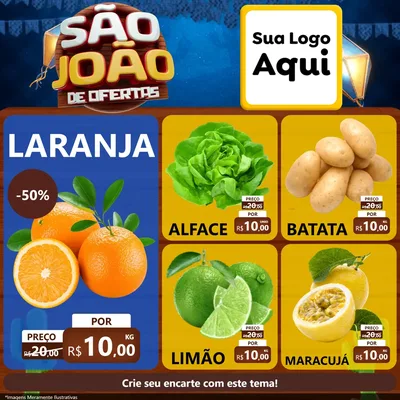 Modelo de Rede Social para Feed Facebook com o tema São João Ofertas Imbatíveis! - Junina para Hortifrúti