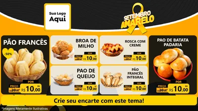 Modelo de TV para TV Horizontal com o tema Setembro Amarelo para Padaria