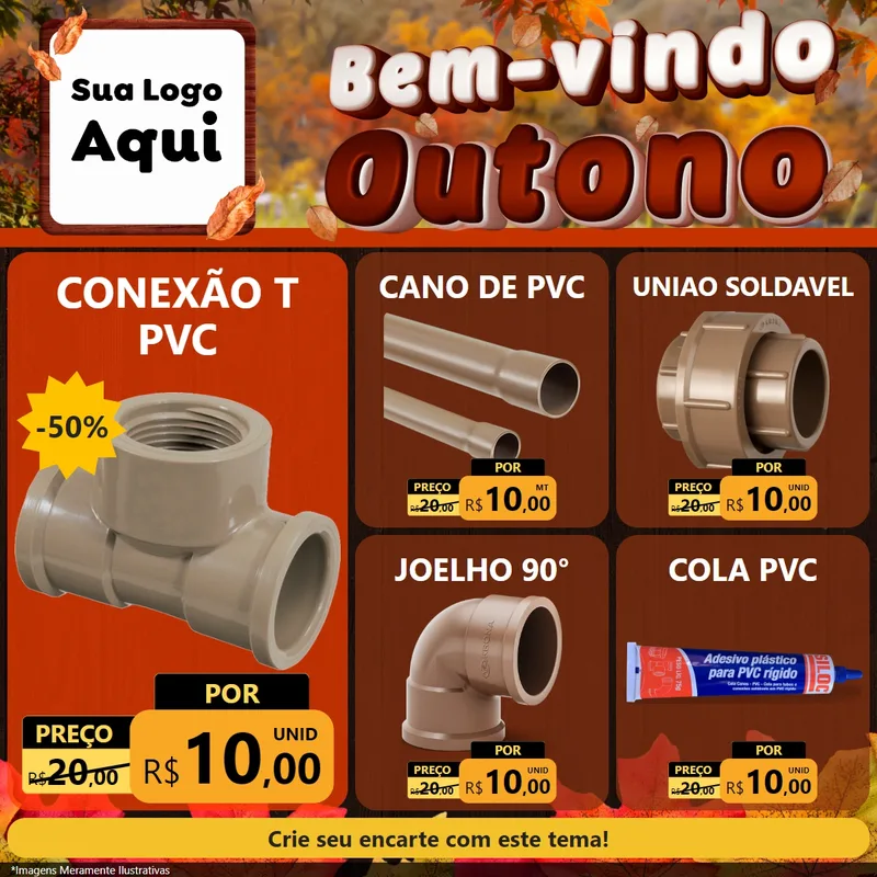 Modelo de Rede Social para Feed Facebook com o tema Bem-vindo Outono para Tubos e conexões